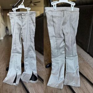 Weissman Silver Flared Pants with Front Slits